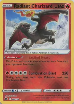 Radiant Charizard 020/159 Radiant Rare Crown Zenith Pokemon Near Mint - Image 1