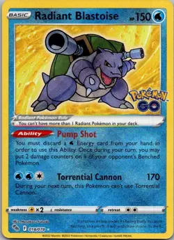Radiant Blastoise Radiant Rare Pokemon GO 018/078 NM - Image 1