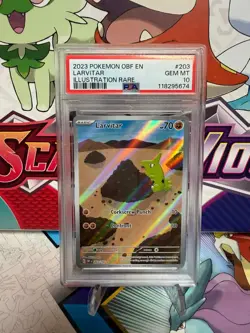 PSA 10 Larvitar 203/197 Illustration Rare - Pokemon Obsidian Flames - SHIPS FAST - Image 1
