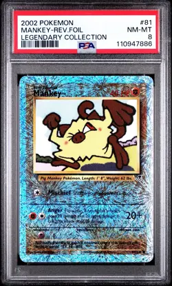 Mankey Legendary Collection. Reverse Holo PSA 8 #81 2002 Pokemon 81/110 POP 180 - Image 1