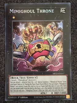 Yugioh Mimighoul Throne MP25-EN117 Prismatic Secret Rare 1st Edition NM - Image 1