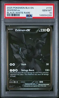 2025 POKEMON BLK EN-BLACK BOLT BLACK WHITE RARE #172 ZEKROM EX PSA 10 - Image 1