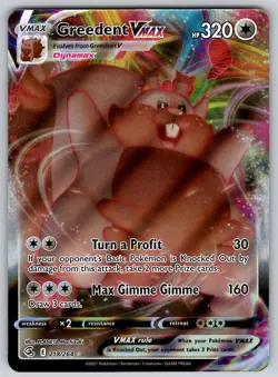 Greedent VMAX 218/264 Fusion Strike NM Pokemon VMAX Rare - Image 1