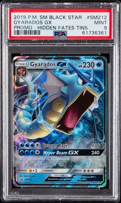 2019 POKEMON SM BLACK STAR PROMO HIDDEN FATES TINS #SM212 GYARADOS GX PSA 9 - Image 1