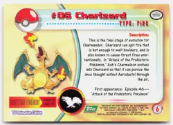 Charizard #6 Topps Trading Cards Series 1 Pokemon Lightly Played - Image 2
