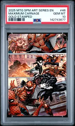 2025 MTG MARVEL'S SPIDER-MAN ART SER GOLD STAMPED #46 MAXIMUM CARNAGE PSA 10 - Image 1