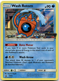 Wash Rotom SM94 STAFF Pre Release Promo Ultra Prism Pokemon Card NM - Image 1