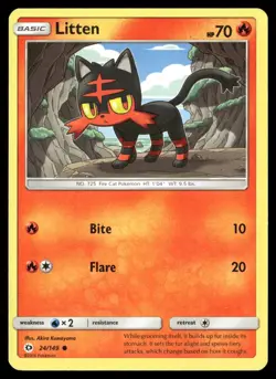 Litten 24/149 Common SM Base Set Pokemon Lightly Played - Image 1