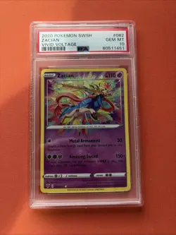 2020 Pokemon Sword & Shield Vivid Voltage #082 Zacian Vivid Voltage PSA 10 - Image 1