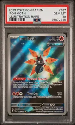 PSA 10 Iron Moth #187 – Illustration Rare – Paradox Rift (2023) – Pokemon TCG - Image 1