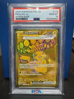 2025 Pokemon Prismatic Evolutions Pikachu Hyper Rare PSA 10 - Image 1