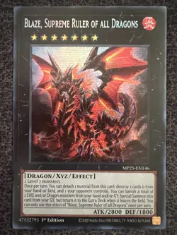 Yugioh Blaze, Supreme Ruler of all Dragons MP25-EN146 Prismatic Secret Rare NM - Image 1