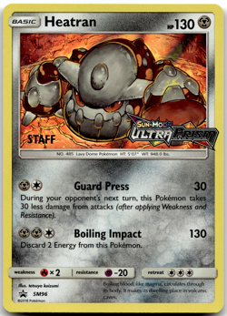 Heatran SM96 STAFF Pre Release Promo Ultra Prism Pokemon Card NM - Image 1