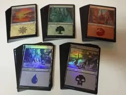 Lot Of 500 Magic The Gathering MTG **FOIL**Basic Land Cards - 100 of Each Color! - Image 1