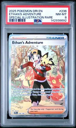2025 POKEMON DRI EN-DESTINED RIVALS #236 ETHAN'S ADVENTURE PSA 8 - Image 1