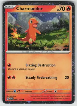 CHARMANDER 004/165 (COSMO HOLO) 151 POKEMON NEAR MINT - Image 1