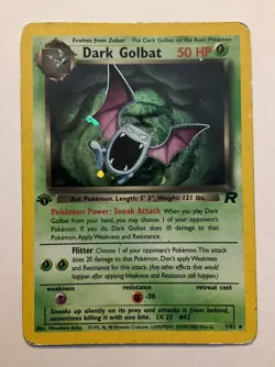 Dark Golbat 7/82 (1st Edition Stamp) Holo Team Rocket Pokemon 2000 - Image 1