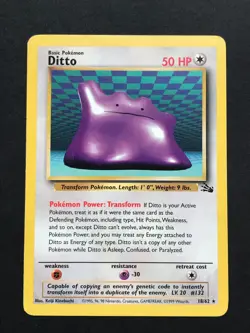 Ditto 18/62 Fossil Rare - Vintage Pokemon Card WOTC 1999 - Played #4 - Image 1