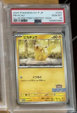 Pokemon Pikachu 242/SV-P Promo Illustration Contest Japanese 2024 PSA 10 - Image 1
