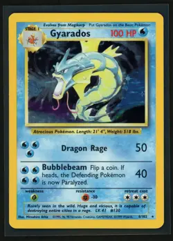 Pokemon Gyarados 6/102 Base Set Unlimited Holo Rare WOTC 1999 LP - Image 1
