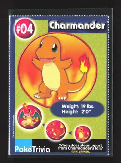 Pokemon 1999 Poke Trivia Burger King #04 Perforated Charmander - Image 1