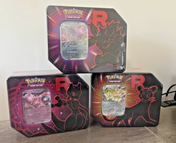 [SET OF 3] Pokemon Destined Rivals Team Rocket Tins (Mewtwo, Nidoking, Persian) - Image 1