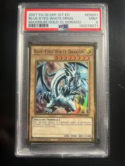 2021 Yu-Gi-Oh! Maximum Gold: El Dorado 1st Edition Blue-Eyes White Dragon PSA 9 - Image 1