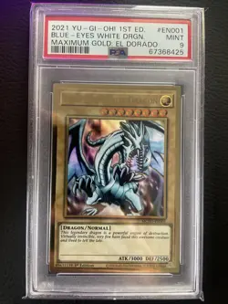 2021 Yu-Gi-Oh! Blue-Eyes White Dragon Maximum Gold El Dorado MGED-EN001 PSA 9 - Image 4