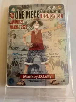 One Piece Monkey D. Luffy US College Basketball SEALED Promo Card RUTGERS - Image 1