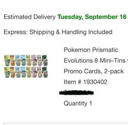 Pokemon Prismatic Evolutions 8 Mini-Tins w Promo Cards Costco 2-pack Confrimed - Image 2