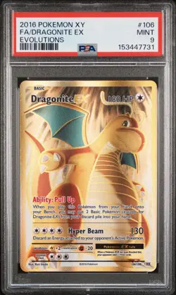 Pokemon Dragonite EX Evolutions Full Art Holo Ultra Rare PSA 9 2016 106/108 - Image 1