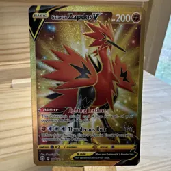 Pokemon Galarian Zapdos V Brilliant Stars 182/172 200 HP Secret Rare Holo Basic - Image 1