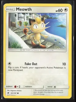 Meowth 101/147 Common Burning Shadows Pokemon Near Mint - Image 1