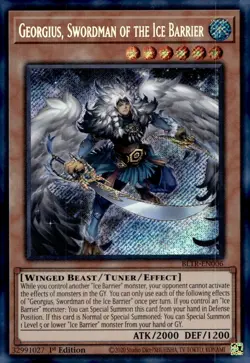 Yu-Gi-Oh! Georgius Swordsman of the Ice Barrier 1st BLTR-EN006 Secret NM/LP x1 - Image 1