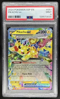 2025 Pokemon Prize Pack Pikachu Ex Surging Sparks Holo Rare #057/191 PSA 9 - Image 1