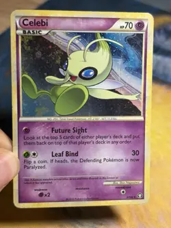 Celebi 3/102 Holo Rare HGSS Triumphant Pokemon Card SWIRL - Image 3