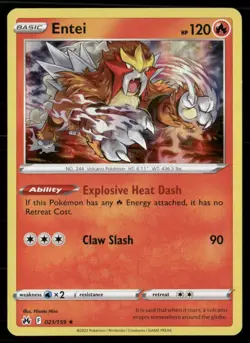 Entei Crown Zenith 021/159 Holo Rare Holofoil Pokemon TCG NM - Image 1