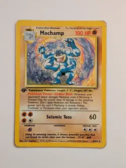 Pokemon TCG Machamp Holo 1st Edition Base Set #8/102 Holo Rare HP - Image 1