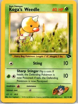 Pokemon TCG Kogas Weedle 82/132 Gym Challenge LP - Image 1