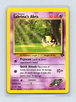 Sabrina's Abra 94/132 Common Gym Challenge Pokemon Unlimited Lightly Played - Image 1