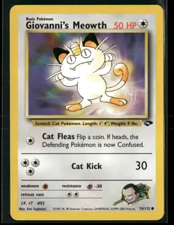 Giovanni's Meowth 74/132 Common Gym Challenge Pokemon Near Mint - Image 1