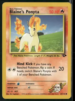 Blaine's Ponyta 64/132 Common Gym Challenge Pokemon Near Mint - Image 1