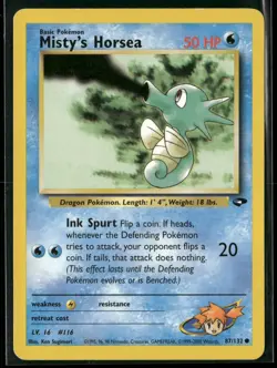 Misty's Horsea 87/132 Common Gym Challenge Pokemon Moderately Played - Image 1
