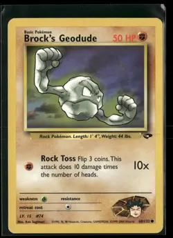 Brock's Geodude 68/132 Common Gym Challenge Pokemon Moderately Played - Image 1