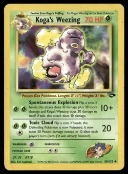 Koga's Weezing 50/132 Uncommon Gym Challenge Pokemon Heavily Played - Image 1