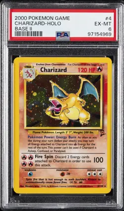2000 POKEMON BASE SET 2 #4 CHARIZARD-HOLO PSA 6 - Image 1
