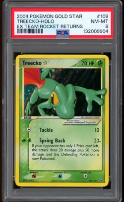 2004 Pokemon Treecko Gold Star EX Team Rocket Returns Holo #109 PSA 8 NM-MT - Image 1