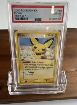2005 Pokemon Ex Pichu #59 Emerald PSA 10 Gem Mint POP 34 ! - Image 1