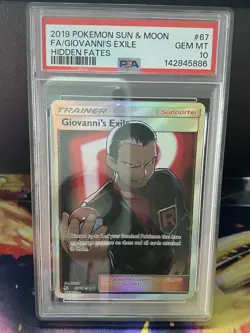 PSA 10 ⭐ Pokemon Giovanni's Exil 67 Full Art Shiny Hidden Fates Sun Moon Graded - Image 1