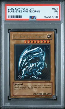 2002 YU-GI-OH! STARTER DECK: KAIBA #001 BLUE-EYES WHITE DRAGON PSA 1 - Image 1